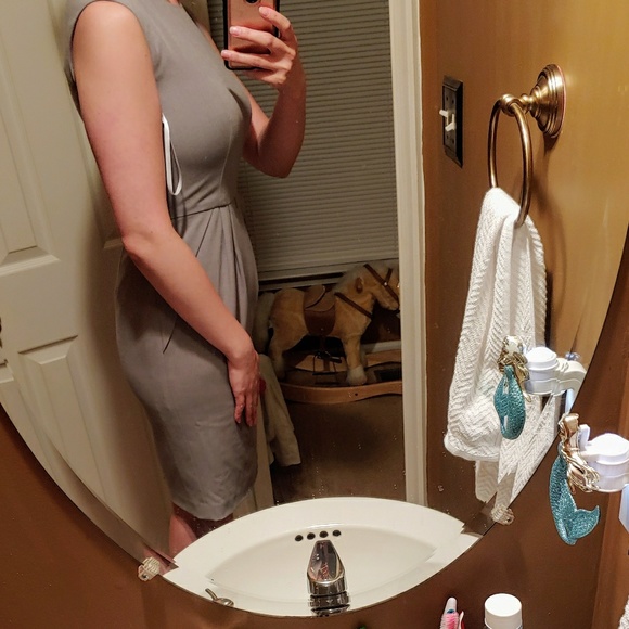 NWOT Calvin Klein Gray Sheath Dress - Picture 7 of 8